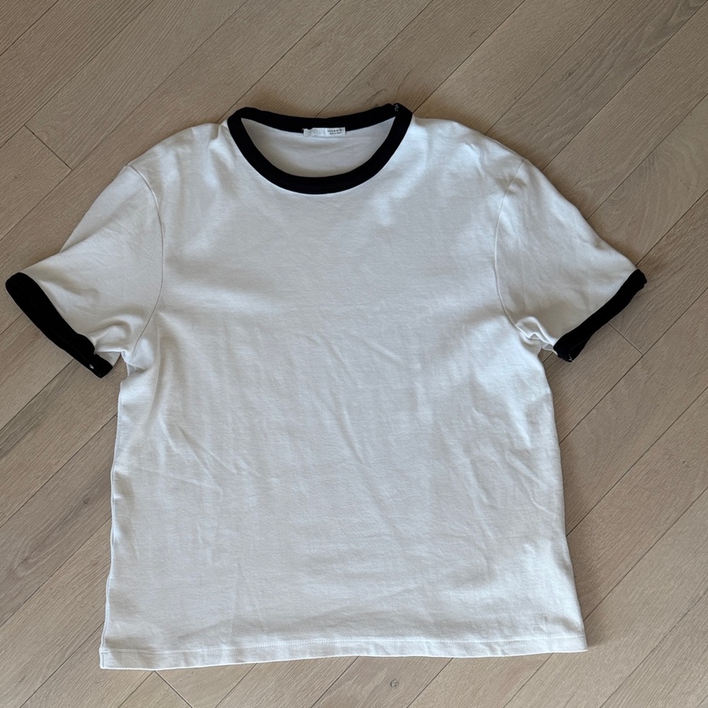 Zara Ringer Tee Size XL Beige Black